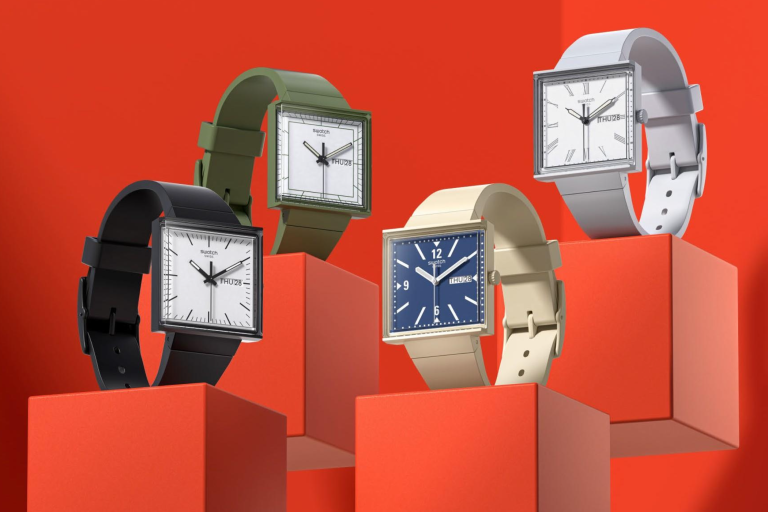 SWATCH 全新 BIOCERAMIC WHAT IF? 生物陶瓷方形腕錶系列